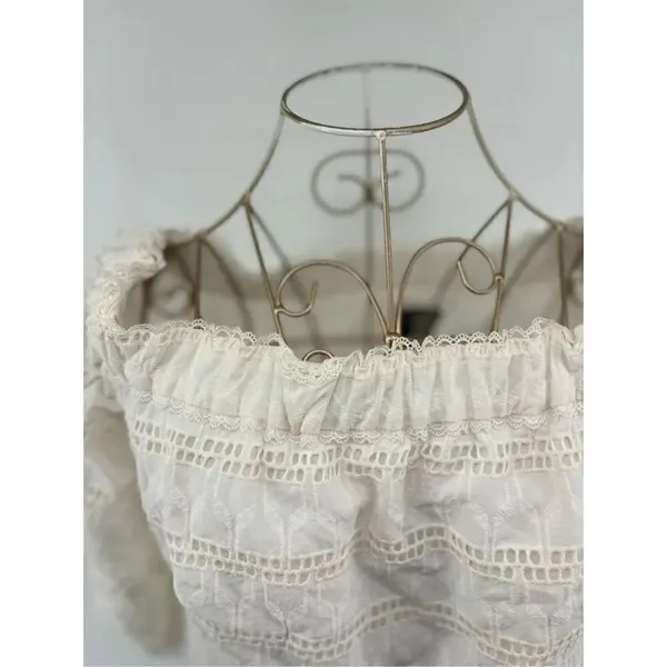 Vince Camuto White Eyelet Off The Shoulder Mini Dress Size 6 Cotton - Image 7