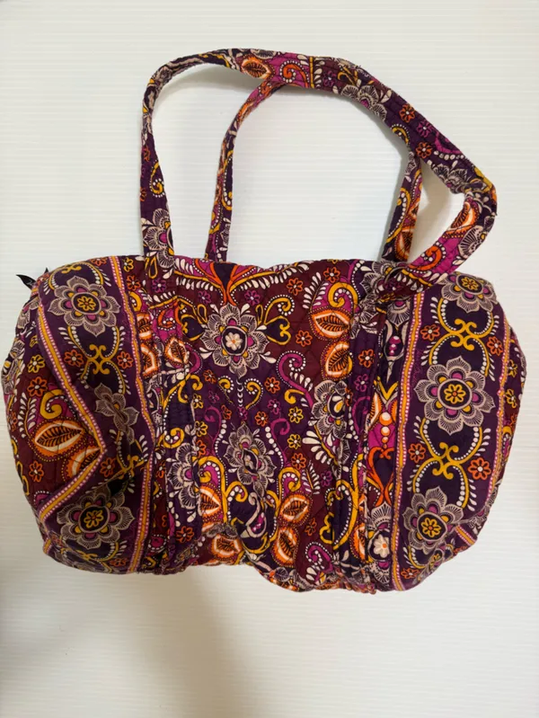 Vera Bradley Safari Sunset Paisley Design Small Duffel Bag Purple Orange - Image 2