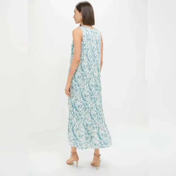 Tuckernuck Jardin De Fleurs Plisse Crinkle Alina Dress Blue Floral Midi NWT - Image 4