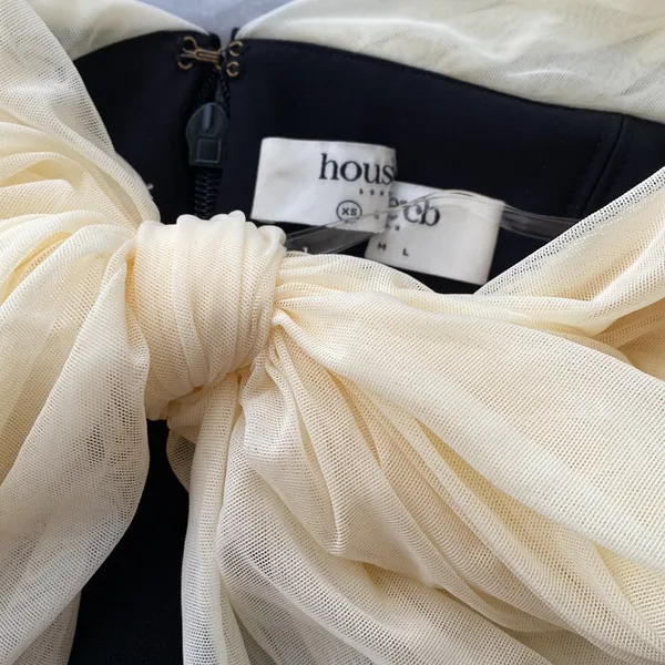 HOUSE OF CB 'Alana' Black & Cream Off‎ Shoulder Dress NWOT size XS A-C - Image 5