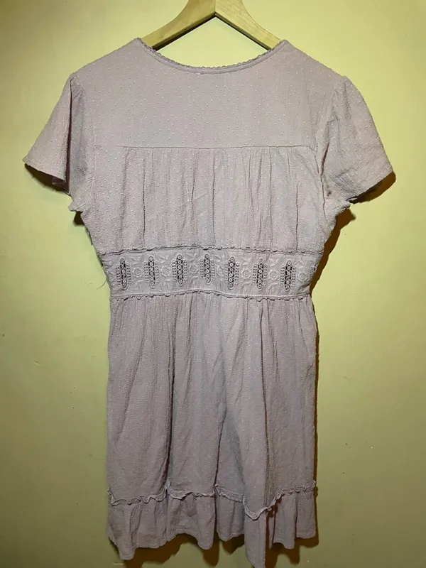 Altar'd State Light Lavender Textured V-Neck Mini Dress size large, flawed - Image 2