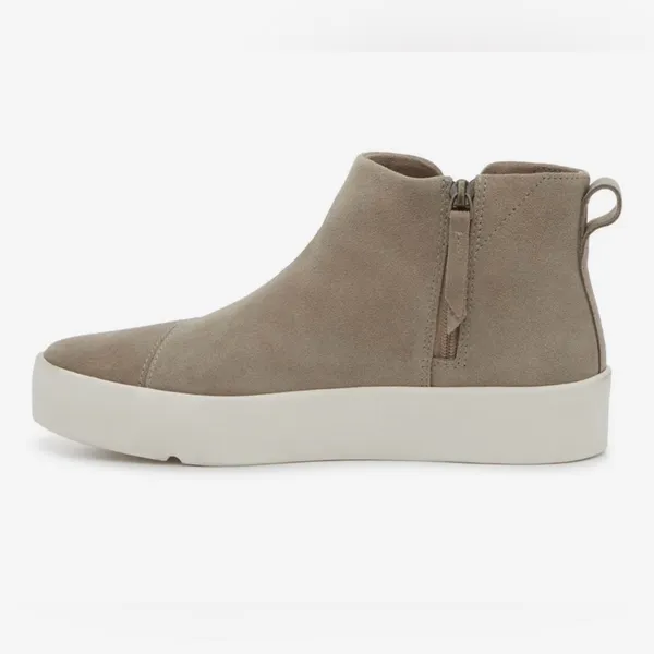 Toms Taupe Suede Slip-On Ankle Boot with White Platform Size 8 - Image 3
