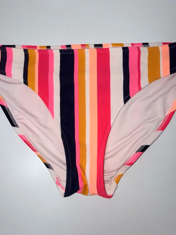 Aerie Pink Multi Striped Bikini Bottoms Low Rise Full Coverage - Image 3