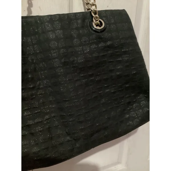 Kate Spade Tote Bag Womens Black Chain Shoulder Purse Shimmer Jacquard Handbag - Image 5