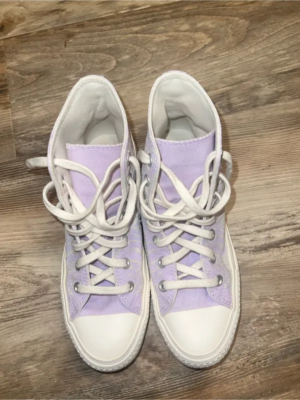 Converse Lavender Palm/floral print High Top Sneakers - Image 6