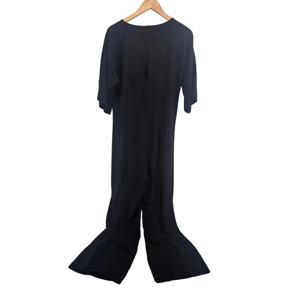 Amanda Uprichard Jumpsuit Womens Medium Wide Leg Black Short Sleeve EUC* - Image 3