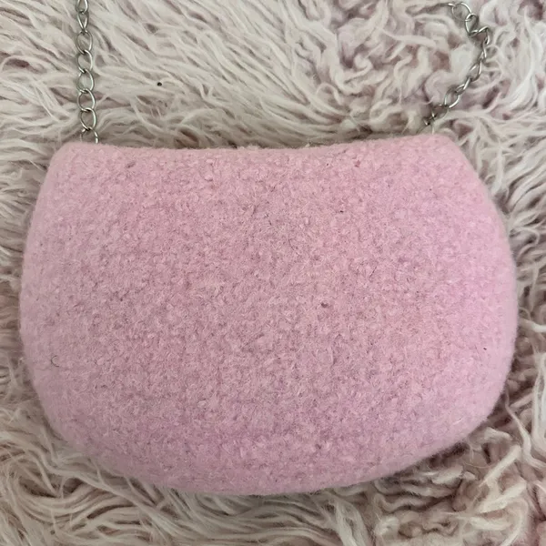 & Other Stories Handmade Knitted Mini Micro Pink Purse‎ Chained Handle - Image 2