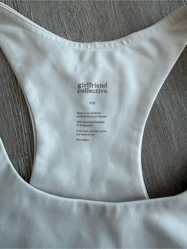 girlfriend collective White Scoop Neck Racerback Sports Bra - Image 2