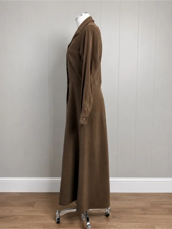 Vintage J.G. Hook Brown Maxi Dress Whipstitch Collar Western Equestrian Size 4 - Image 3