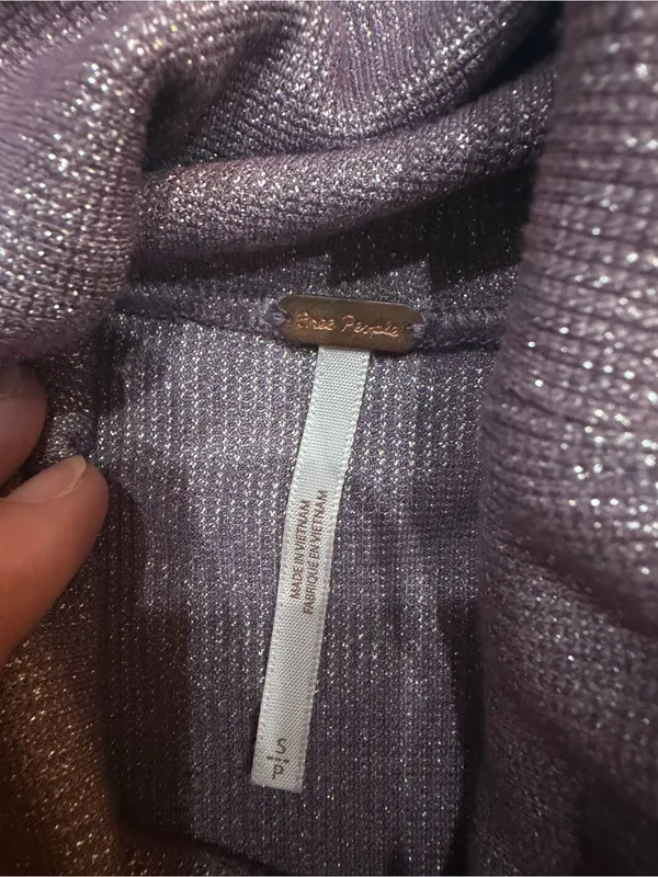 Free People Metallic Glam Turtleneck Top Lavender Haze S - Image 5