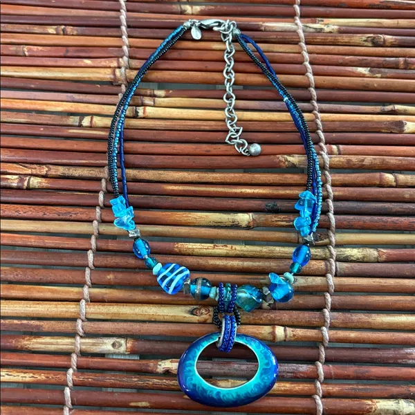 Chico's Vibrant Blue and Green Beaded Necklace 16”-20” - Image 3