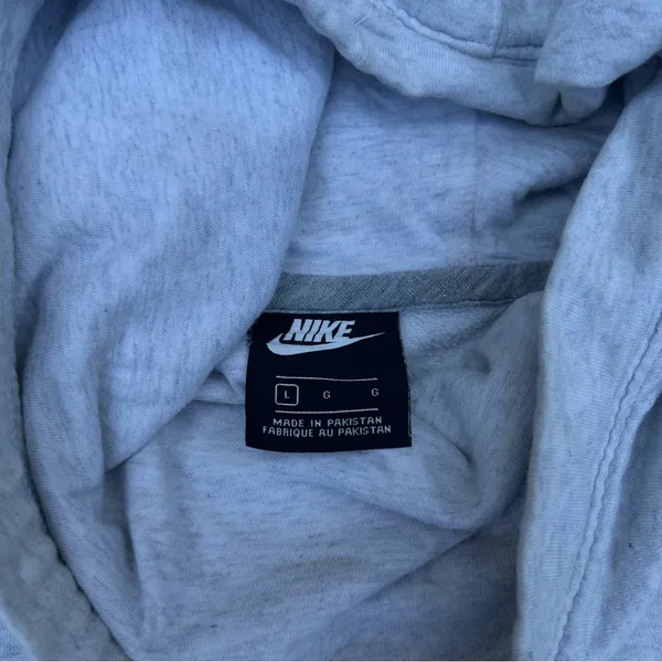 Nike Grey Hoodie w/ Black Embroidered Logo and High Neck - Image 3