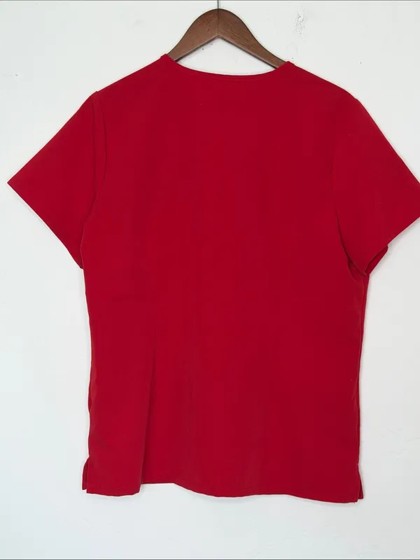 FIGS Casma Three Pocket Scrub Top Red Size Large L PO 5623 Medical Uniform - Image 5