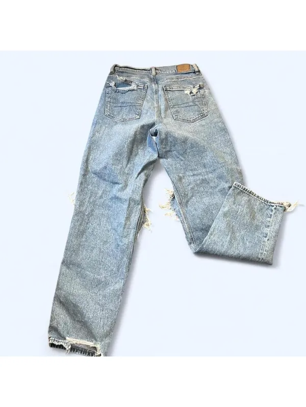 Y2K grunge indie sleaze baggy wide leg distressed American Eagle jeans size 4 - Image 5