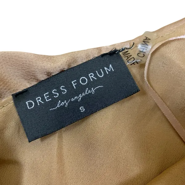 Dress Forum Beige Satin Ruffle Romper One Shoulder Flowy Chic Small - Image 3