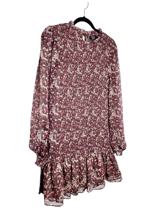 VICI Smocked Floral Chiffon Dress Multicolor Size Medium - Image 5
