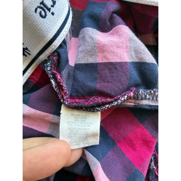 Vintage Y2K Aerie Boxer Pajama Shorts Medium Plaid Pattern Pink Blue White - Image 7