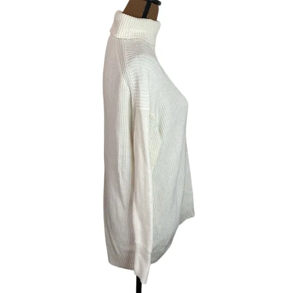 J Crew Ribbed cotton cashmere blend relaxed turtleneck sweater in ivory size XS - Image 4
