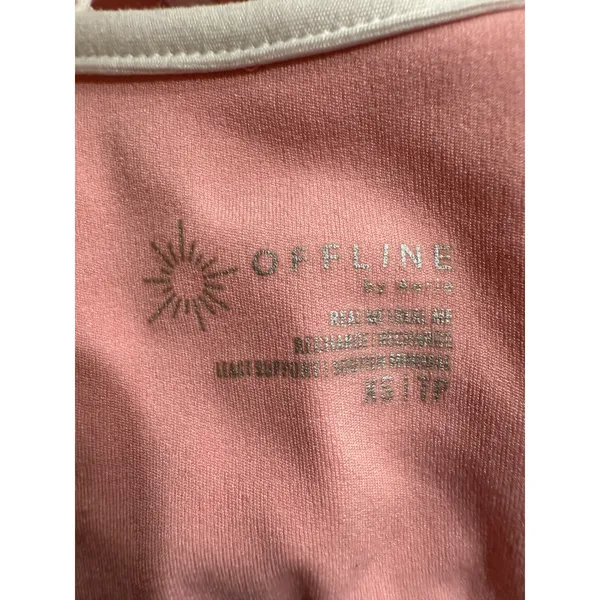 Aerie OFFLINE Pink Cropped‎ Tank Top White Trim XS - Image 4