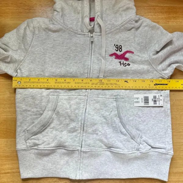 NWT Hollister Logo Zip Up Hoodie Sweatshirt Jacket with Pink Accents Size S - Image 5
