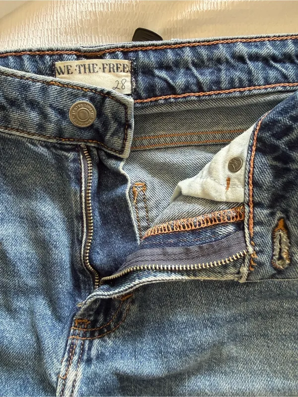 Free People Barrel Leg Baggy Oversized Jeans Medium Blue Wash Size 28 - Image 10
