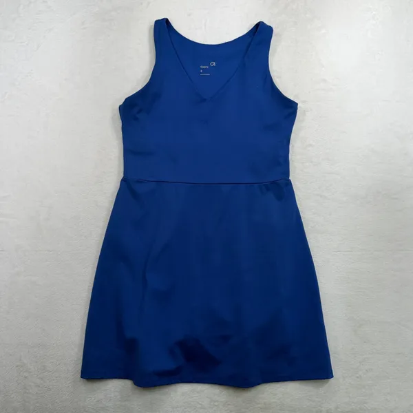 GapFit Size S Athletic Dress Royal Blue V-Neck Built-in Shorts Pocket GF004929 - Image 2