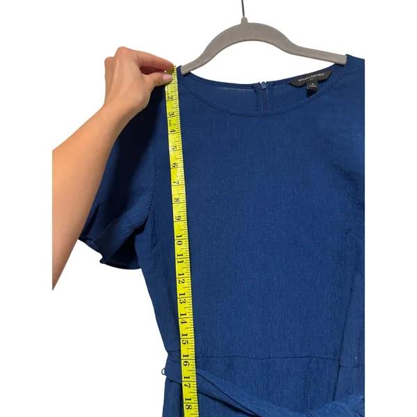 Banana Republic Women's Blue Ruffle Tie Waist Mini Dress Size 4 - Image 5