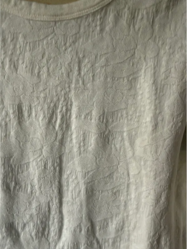 NIC+ZOE White Long Sleeve Textured Floral Top Large - Image 5