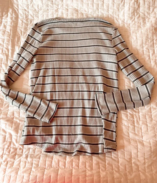 American Eagle Soft & Sexy Plush Striped Ribbed Long Sleeve Tee Size XS - Image 2