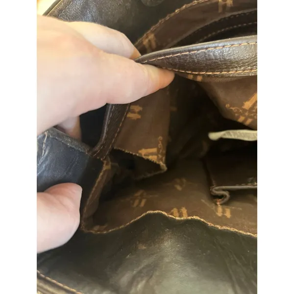 Handmade Vintage 90s Western Brown Tooled Leather Studded Suede Star Shoulder Bag - Image 7