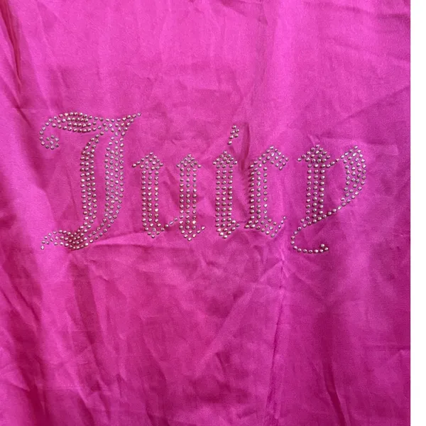 Juicy‎ Couture Magenta Pink Satin Rhinestone Pajama Top Short Sleeve Sz S - Image 4