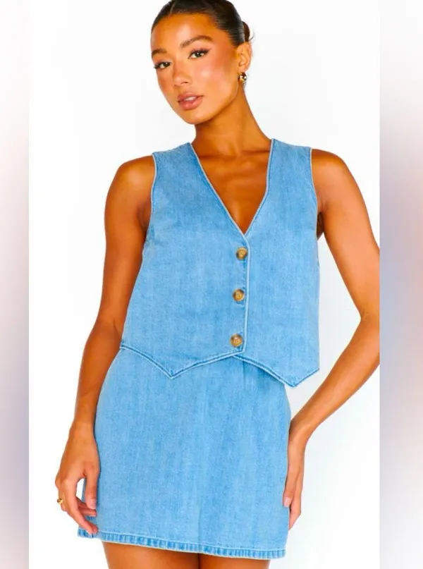 NWOT Show Me Your Mumu Vicky Vest Denim top Large saltwater - Image 3