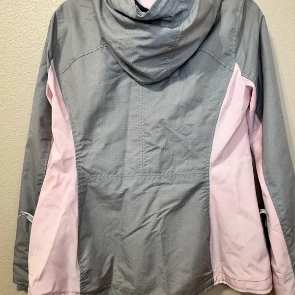 Hollister All Weather Hooded Windbreaker Jacket Size M Gray Pink - Image 10
