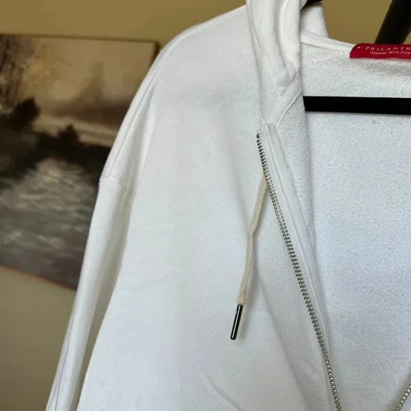 n:philanthropy white hooded long zip up oversized distressed hem size XS - Image 5