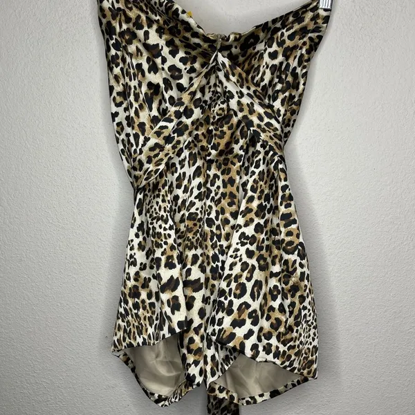 L&B Lucky & Blessed Strapless Animal‎ Print Shorts Romper - Image 2
