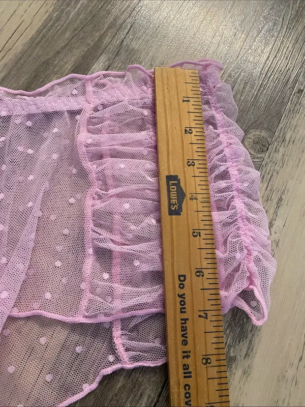 Carrie Amber Sheer Swiss Dot Ruched Bubblegum Pink Cami Shorts Set Size Large - Image 13