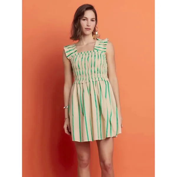 English Factory Stripe Smocked Mini Dress - Image 2