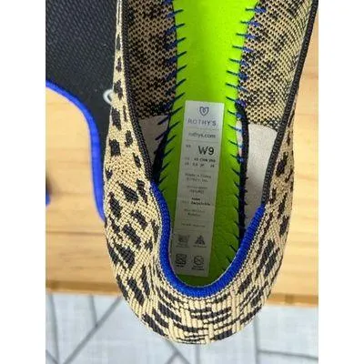 Rothy's Leopard Print Flats The Pointe Toe Black Tan Womens Shoes Size 9 - Image 12