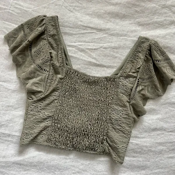 Free People Flutter Sleeve Crop Top - Image 3