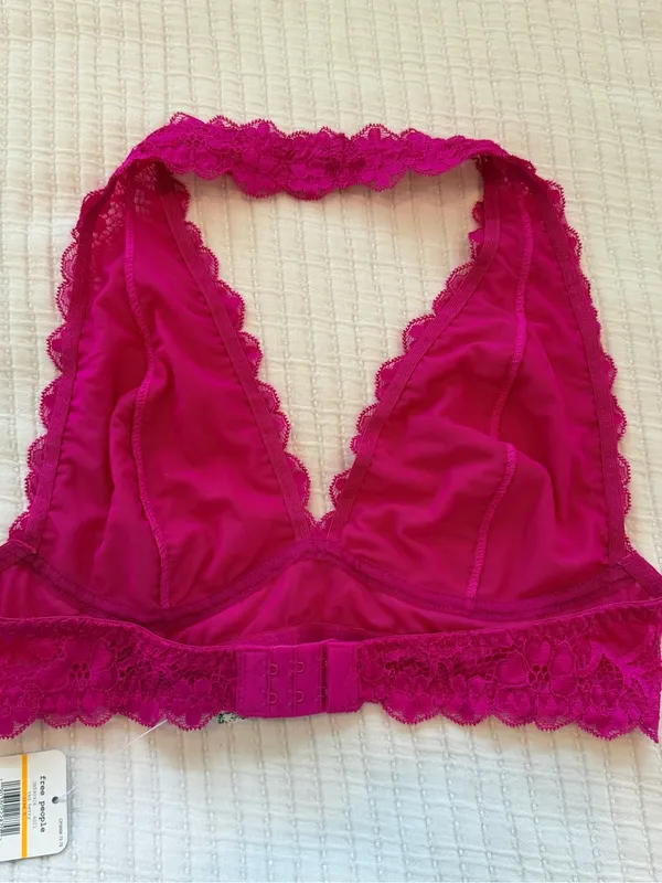 Free People Fuchsia Lace Halter Bralette - Image 5