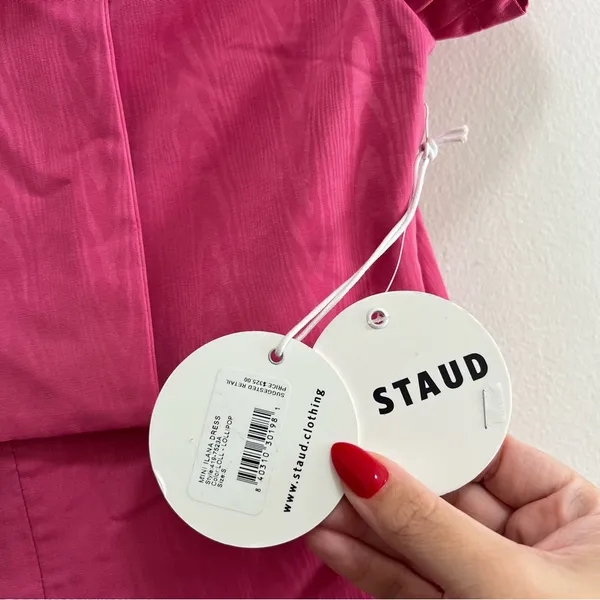 NEW NWT STAUD Mini Ilana Dress In Lollipop Pink - Image 12
