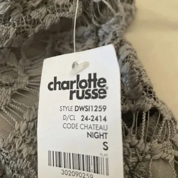 Charlotte Russe Sleeveless Grey Lace Mini Dress Size Small - Image 4
