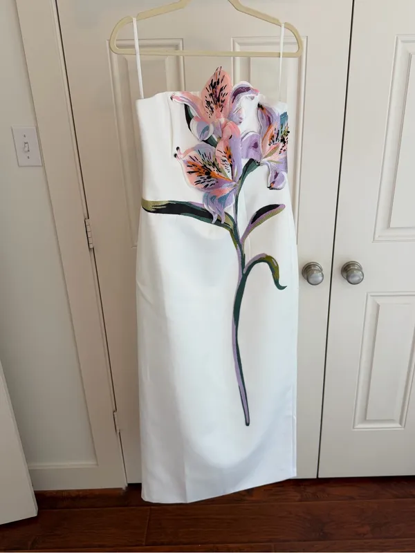 Leo Lin Rayna Floral Maxi Dress White Size 8 - Image 4