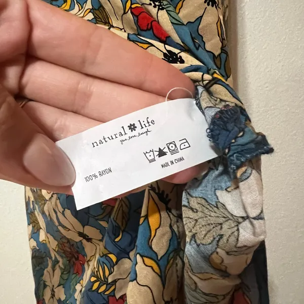 Natural Life Claire Maxi Dress in Blue Tan lilies WOMENS LARGE - Image 7