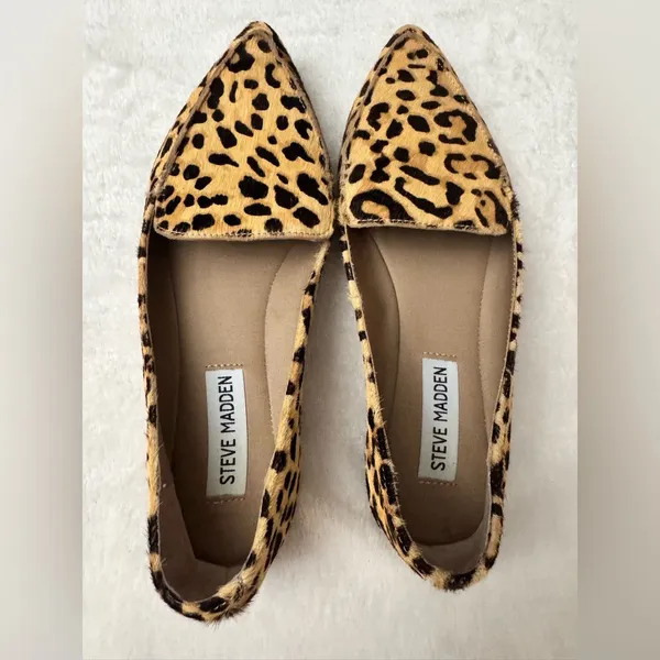 Steve Madden Featherl Cow Hair Leopard Print Women's‎ Loafers Flats Size 6 - Image 4