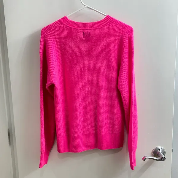 GAP Hot Pink Textured Crewneck Sweater Size XS - Image 2