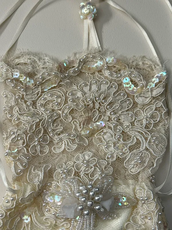 Sherry Et Cie Embellished Ivory Beaded Lace Drawstring Wedding Money Party Bag - Image 4