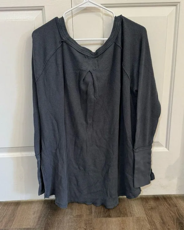 Free People Blue Gray Oversized Long Sleeve Size S - Image 5