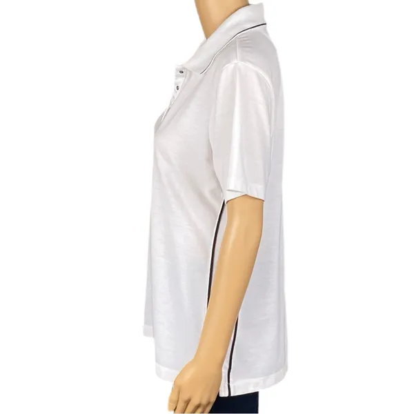 EP PRO Tour Dry Performance White w/Blk Trim Short Sleeve Golf Polo Snaps Large - Image 7