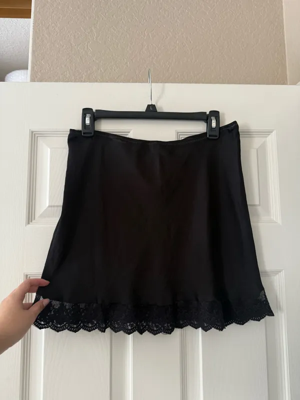 Urban Outfitters Out From Under Black Lace Trim Rose Mini Skirt - Image 6